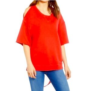 Hudson Shirt Womens Small Red Distressed Sweatshirt Cutouts Crewneck‎ Cherry